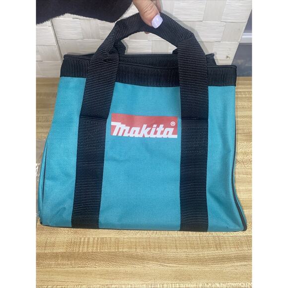 New Makita Tote BAG Contractor Tool Bag Teal Black Double Handle Zipper Top - Picture 7 of 9